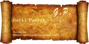 Galli Patrik névjegykártya